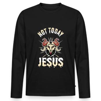 Pas aujourd’hui Jésus - Erreur de vie - T-shirt manches longues Premium bio Homme - noir - Devant - Nico (187cm)