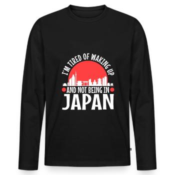 Im tired of waking up and not being in japan - Men's Premium Organic Long Sleeve Shirt - black - Front - Nico (187cm)
