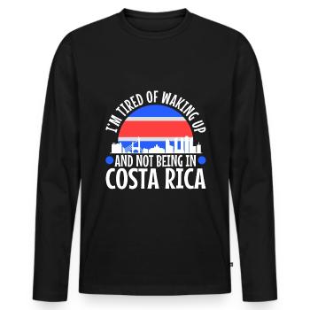 Je suis fatigué de me réveiller et de ne pas être au Costa Rica - T-shirt manches longues Premium bio Homme - noir - Devant - Nico (187cm)