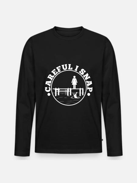 Careful i snap alligator - Men's Premium Organic Long Sleeve Shirt - black