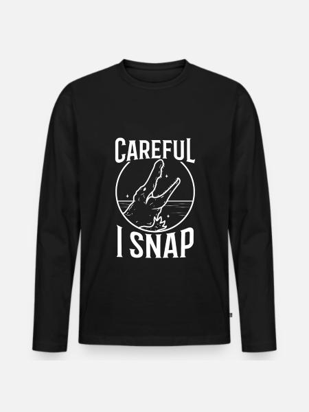 Careful i snap alligator - Men's Premium Organic Long Sleeve Shirt - black