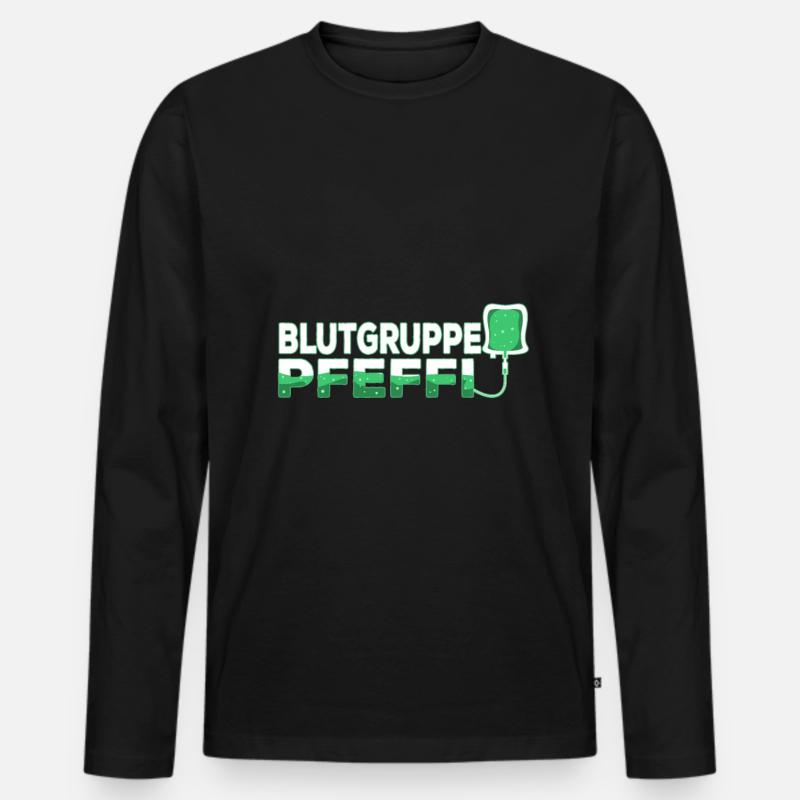 Blutgruppe Pfeffi - Männer Premium Bio Langarmshirt - Schwarz