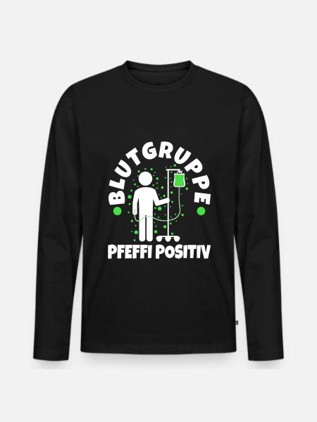 Blutgruppe Pfeffi Positiv - Männer Premium Bio Langarmshirt - Schwarz