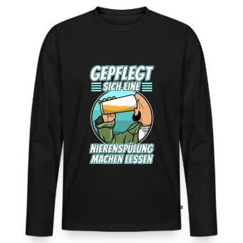 Well-groomed to have a kidney irrigation - Men's Premium Organic Long Sleeve Shirt - black - Front - Nico (187cm)