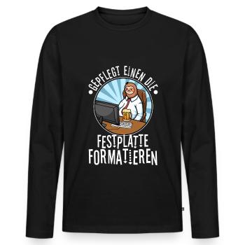 Maintained to format the hard drive - Men's Premium Organic Long Sleeve Shirt - black - Front - Nico (187cm)
