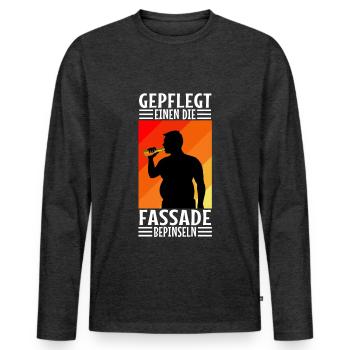 Peinture de la façade avec soin - T-shirt manches longues Premium bio Homme - anthracite chiné - Devant - Nico (187cm)