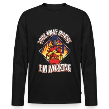 Détourne le regard, mortel, je travaille - T-shirt manches longues Premium bio Homme - noir - Devant - Nico (187cm)