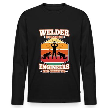 Welder Because Engineers Need Heroes Too - Männer Premium Bio Langarmshirt - Schwarz - Vorne - Nico (187cm)