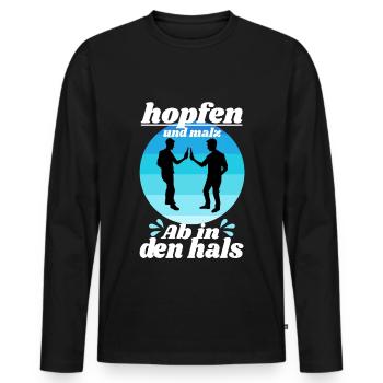 Hops and malt - Men's Premium Organic Long Sleeve Shirt - black - Front - Nico (187cm)