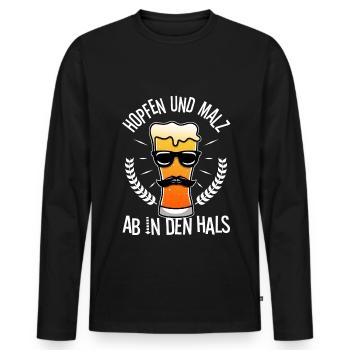 Hops and malt - Men's Premium Organic Long Sleeve Shirt - black - Front - Nico (187cm)