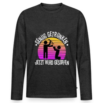 Genug getrunken jetzt wird gesoffen - Männer Premium Bio Langarmshirt - Anthrazit meliert - Vorne - Nico (187cm)