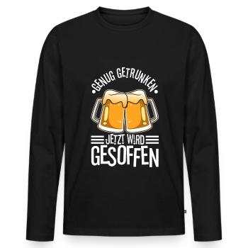 Enough drinking, now it's time to drink - Men's Premium Organic Long Sleeve Shirt - black - Front - Nico (187cm)