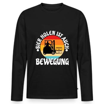 Bier holen ist auch Bewegung - Männer Premium Bio Langarmshirt - Schwarz - Vorne - Nico (187cm)