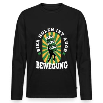 Bier holen ist auch Bewegung - Männer Premium Bio Langarmshirt - Schwarz - Vorne - Nico (187cm)