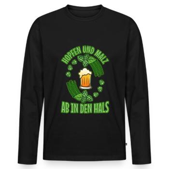 Hops and malt - Men's Premium Organic Long Sleeve Shirt - black - Front - Nico (187cm)