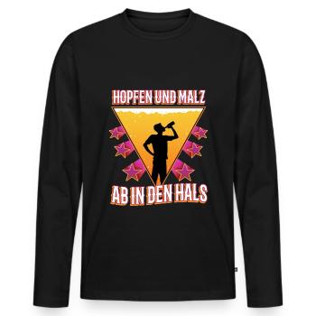 Hops and malt - Men's Premium Organic Long Sleeve Shirt - black - Front - Nico (187cm)