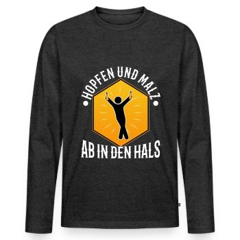 Hops and malt - Men's Premium Organic Long Sleeve Shirt - heather anthracite - Front - Nico (187cm)