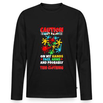 Wet paint - Männer Premium Bio Langarmshirt - Schwarz - Vorne - Nico (187cm)