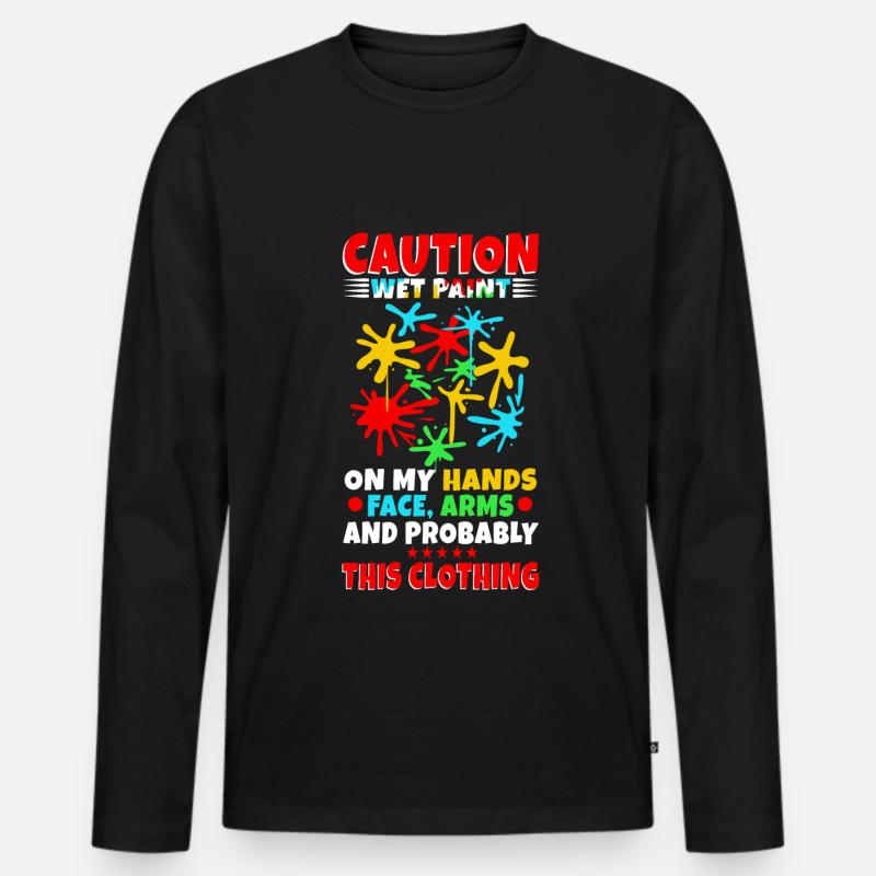 Wet paint - Männer Premium Bio Langarmshirt - Schwarz
