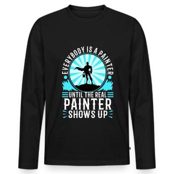 Tout le monde est peintre jusqu’au vrai peintre - T-shirt manches longues Premium bio Homme - noir - Devant - Nico (187cm)