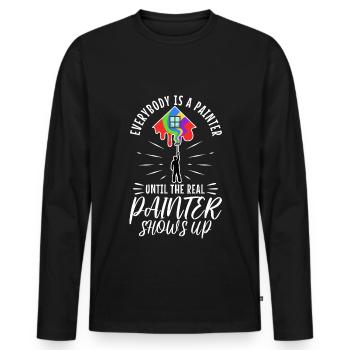 Tout le monde est peintre jusqu’au vrai peintre - T-shirt manches longues Premium bio Homme - noir - Devant - Nico (187cm)