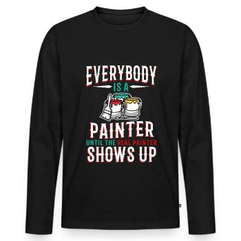 Tout le monde est peintre jusqu’au vrai peintre - T-shirt manches longues Premium bio Homme - noir - Devant - Nico (187cm)