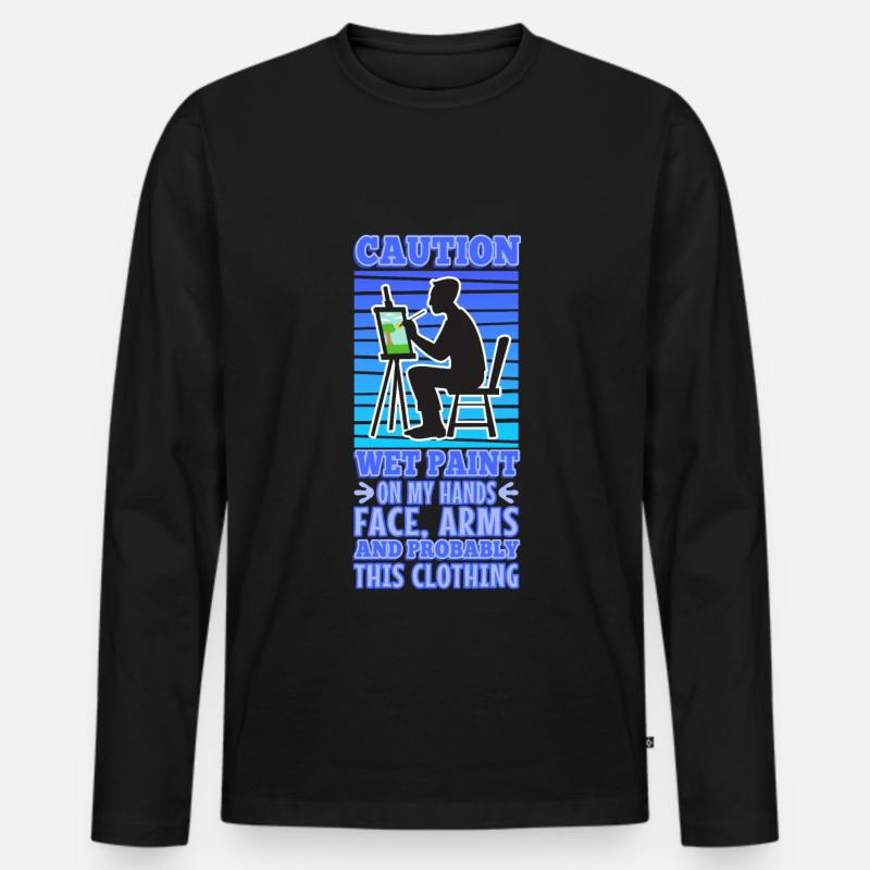 Wet paint - Männer Premium Bio Langarmshirt - Schwarz