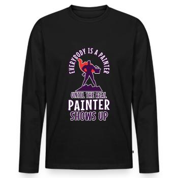 Tout le monde est peintre jusqu’au vrai peintre - T-shirt manches longues Premium bio Homme - noir - Devant - Nico (187cm)
