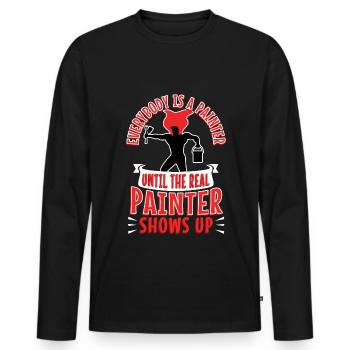 Tout le monde est peintre jusqu’au vrai peintre - T-shirt manches longues Premium bio Homme - noir - Devant - Nico (187cm)