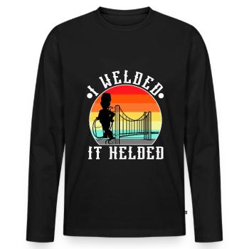 Je l’ai soudé maintenu - T-shirt manches longues Premium bio Homme - noir - Devant - Nico (187cm)