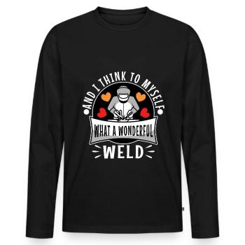 And i think to myself what a wonderful weld - Männer Premium Bio Langarmshirt - Schwarz - Vorne - Nico (187cm)
