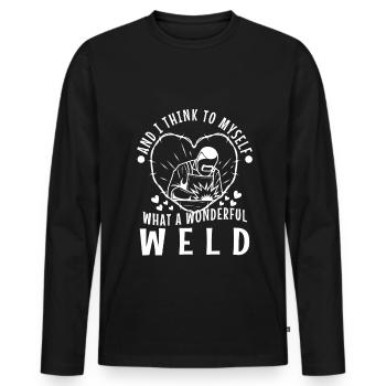 And i think to myself what a wonderful weld - Männer Premium Bio Langarmshirt - Schwarz - Vorne - Nico (187cm)