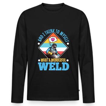 And i think to myself what a wonderful weld - Männer Premium Bio Langarmshirt - Schwarz - Vorne - Nico (187cm)