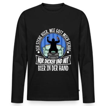 I stand here as God created me. Only thicker - Men's Premium Organic Long Sleeve Shirt - black - Front - Nico (187cm)