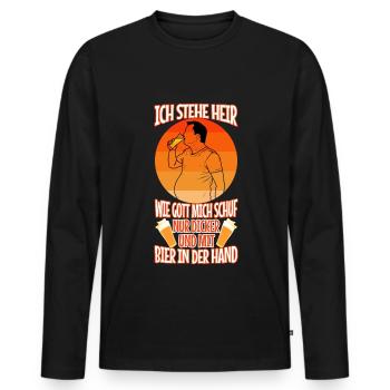 I stand here as God created me. Only thicker - Men's Premium Organic Long Sleeve Shirt - black - Front - Nico (187cm)