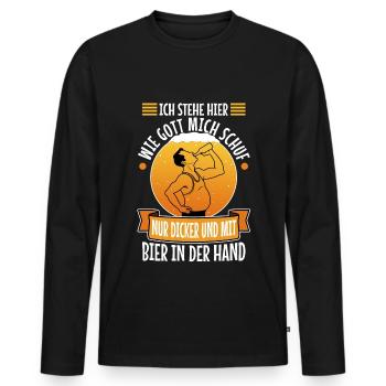 I stand here as God created me. Only thicker - Men's Premium Organic Long Sleeve Shirt - black - Front - Nico (187cm)