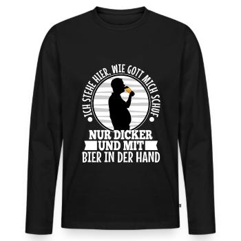 I stand here as God created me. Only thicker - Men's Premium Organic Long Sleeve Shirt - black - Front - Nico (187cm)