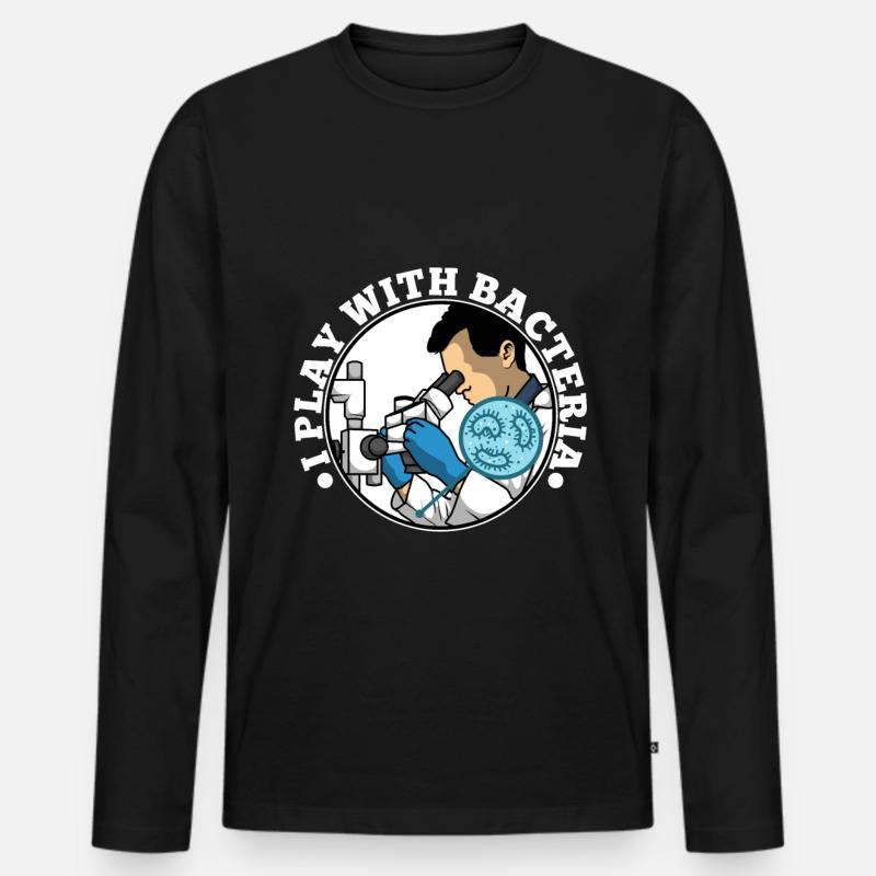 I play with bacteria - Männer Premium Bio Langarmshirt - Schwarz