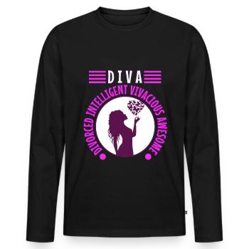Divorce Diva - T-shirt manches longues Premium bio Homme - noir - Devant - Nico (187cm)