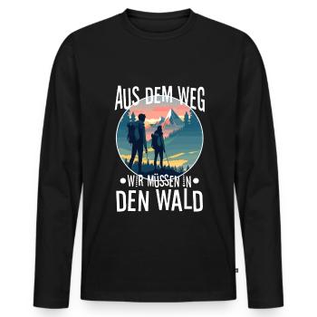 Aus dem weg wir müssen in den Wald - Männer Premium Bio Langarmshirt - Schwarz - Vorne - Nico (187cm)