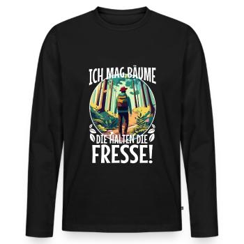 J’aime les arbres qui retiennent la nourriture - T-shirt manches longues Premium bio Homme - noir - Devant - Nico (187cm)