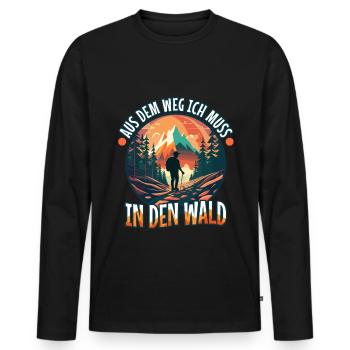 Aus dem weg ich muss in den Wald - Männer Premium Bio Langarmshirt - Schwarz - Vorne - Nico (187cm)