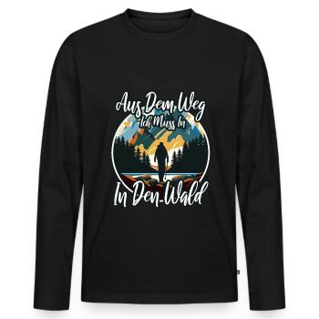 Aus dem weg ich muss in den Wald - Männer Premium Bio Langarmshirt - Schwarz - Vorne - Nico (187cm)
