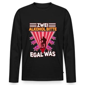 Two alcohols please no matter what - Men's Premium Organic Long Sleeve Shirt - black - Front - Nico (187cm)