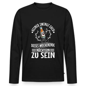 Personne ne vous oblige à être sobre ce week-end - T-shirt manches longues Premium bio Homme - noir - Devant - Nico (187cm)