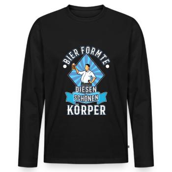 Bier formte diesen schönen Körper - Männer Premium Bio Langarmshirt - Schwarz - Vorne - Nico (187cm)