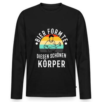 Bier formte diesen schönen Körper - Männer Premium Bio Langarmshirt - Schwarz - Vorne - Nico (187cm)