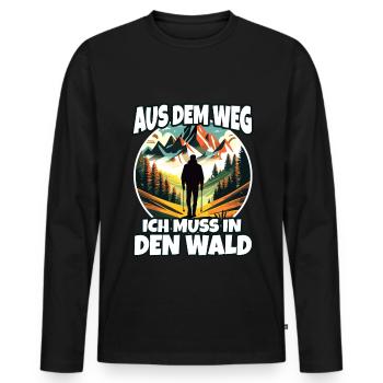 Aus dem weg ich muss in den Wald - Männer Premium Bio Langarmshirt - Schwarz - Vorne - Nico (187cm)