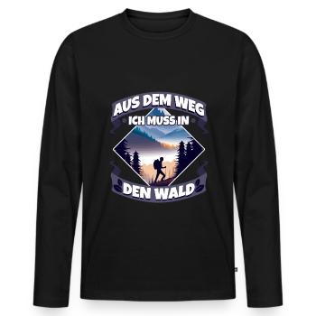 Aus dem weg ich muss in den Wald - Männer Premium Bio Langarmshirt - Schwarz - Vorne - Nico (187cm)