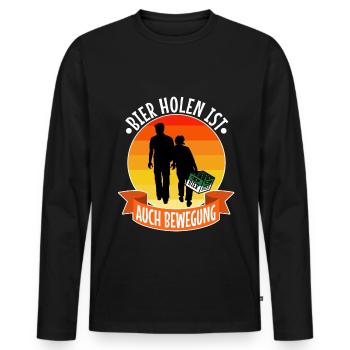 Bier holen ist auch Bewegung - Männer Premium Bio Langarmshirt - Schwarz - Vorne - Nico (187cm)